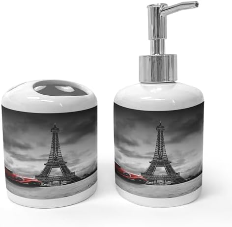 Ambesonne Eiffel Tower Soap Toothbrush Holder Set 1
