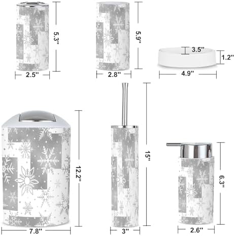 6-Piece Bathroom Accessories Set with Snowflake Pattern