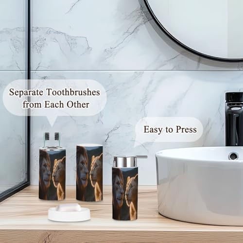 6-Piece Bathroom Accessories Set with Majestic Lions