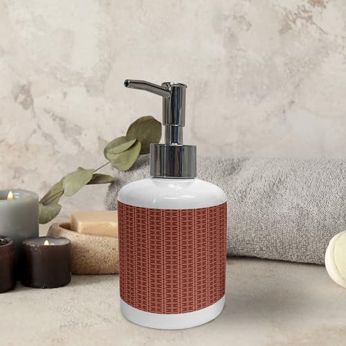 Ambesonne Geometric Soap Dispenser and Toothbrush Holder Set Dark Rust Redwood Ceramic