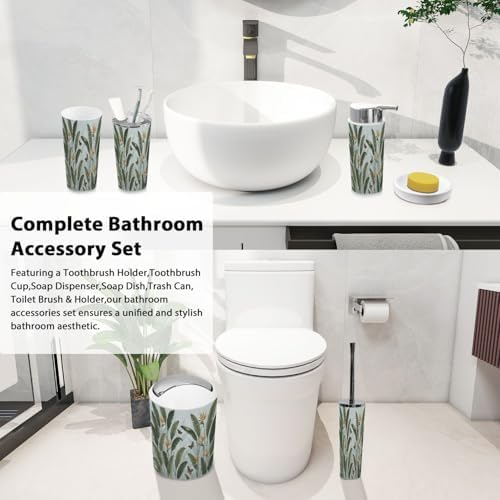 Boho Tropical Bathroom Accessories Set 6 Pieces