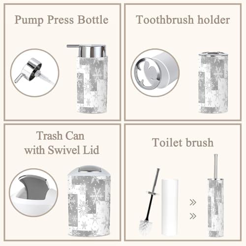 6-Piece Bathroom Accessories Set with Snowflake Pattern