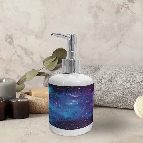 Ambesonne Galaxy Soap Toothbrush Holder Set Ceramic Navy Purple