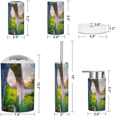 6 Piece Bathroom Accessories Set Glenfinnan Viaduct Decor