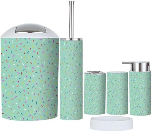 Stylish 6-Piece Bathroom Accessories Set with Blue Donut Glaze Design