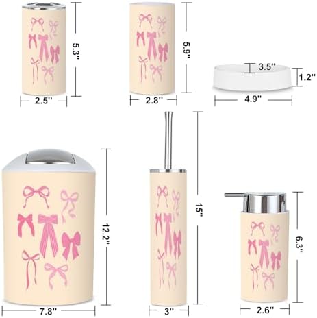6 Piece Boho Bathroom Accessories Set with Seamless Print