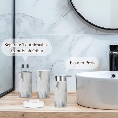 6 Piece Bathroom Accessories Set White Concrete Texture