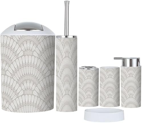 6 Pcs Modern Bathroom Accessories Set with Geometrical Design