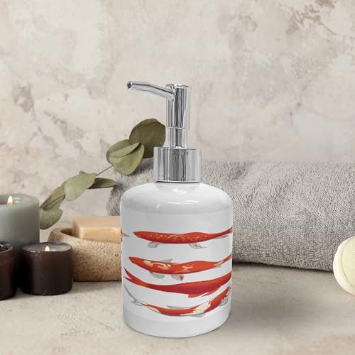 Ambesonne Koi Fish Soap Dispenser Toothbrush Holder Set 1