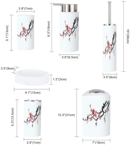 Boho Plum Blossom Bathroom Accessory Set 6 Piece
