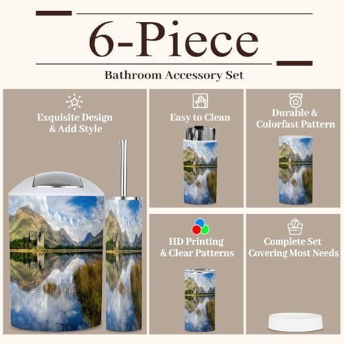 6-Piece Bathroom Accessories Set with Boho Decor