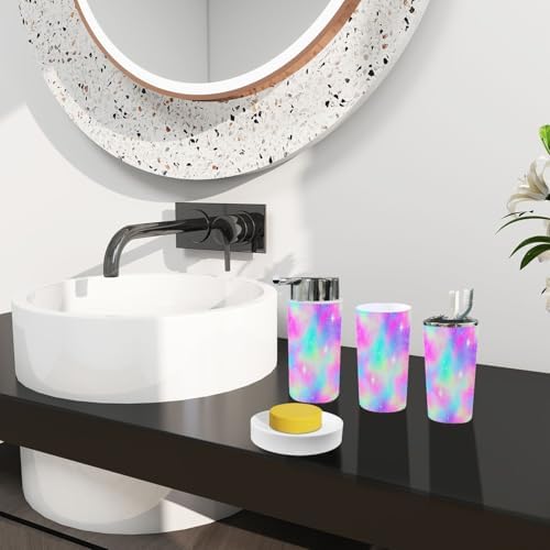 Boho Rainbow Bathroom Accessory Set 6 Piece 1