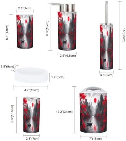 Boho Japanese Style 6-Piece Bathroom Accessory Set