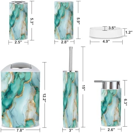 6 Piece Marble Blue Bathroom Accessories Set