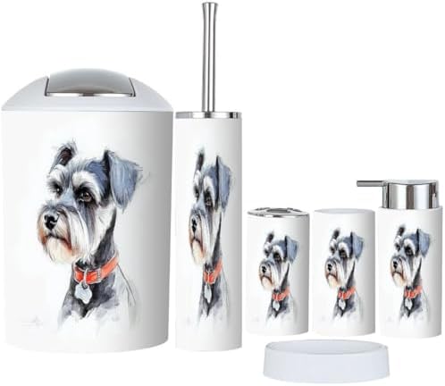 Boho Schnauzer Dog Bathroom Accessory Set 6 Piece 1