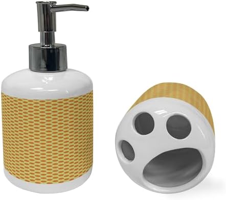 Ambesonne Orange Soap Dispenser Toothbrush Holder Set 2 Pcs