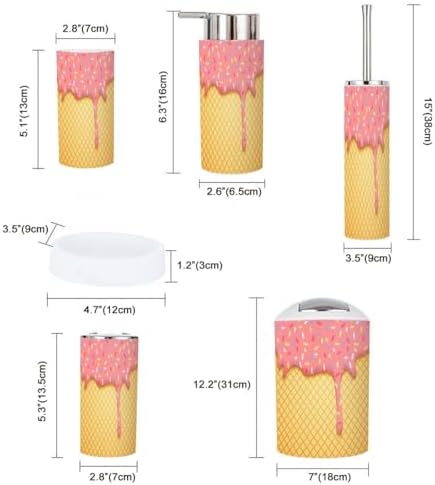 Pink Ice Cream Bathroom Accessories Set 6 Pcs 1