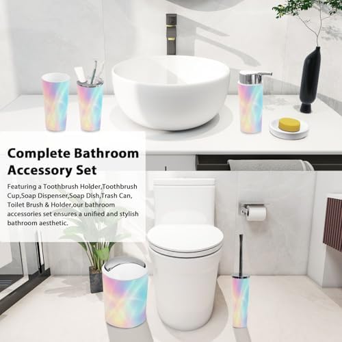 TRANQDEHOM 6-Piece Rainbow Holographic Bathroom Accessory Set