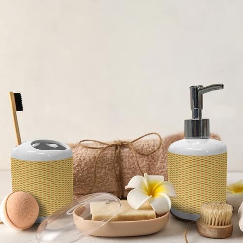 Ambesonne Orange Soap Dispenser Toothbrush Holder Set 2 Pcs