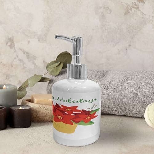 Ambesonne Poinsettia Soap Dispenser Toothbrush Holder Set