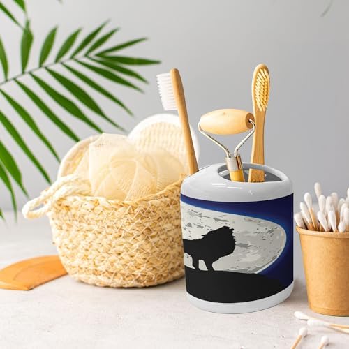 Ambesonne Wolf Soap Dispenser Toothbrush Holder Set