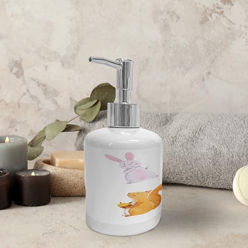 Ambesonne Animals Soap Dispenser Toothbrush Holder Set Ceramic 2 Pcs