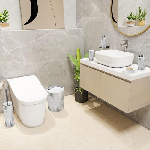 6 Piece Bathroom Accessories Set White Concrete Texture
