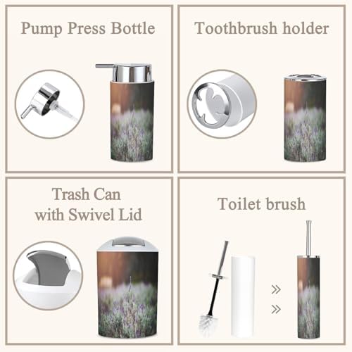 6 Piece Lavender Sunset Bathroom Accessories Set