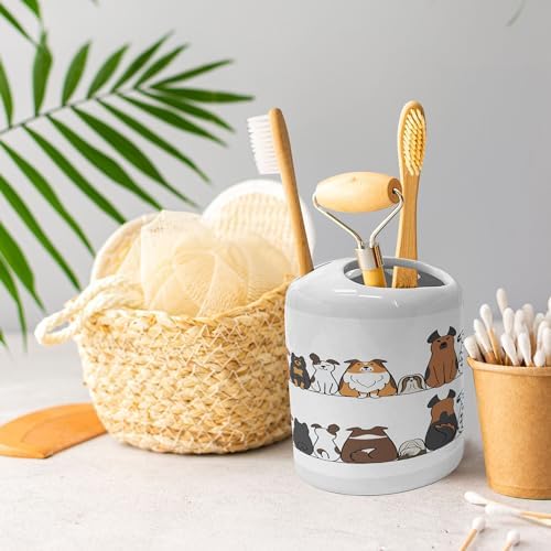 Ambesonne Ceramic Soap Toothbrush Holder Set 2 Pcs Yellow Brown
