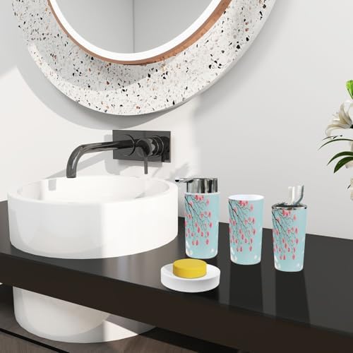 Boho Cherry Blossom Bathroom Accessory Set of 6