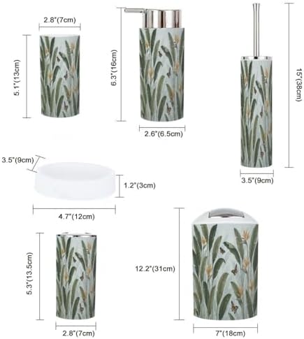 Boho Tropical Bathroom Accessories Set 6 Pieces