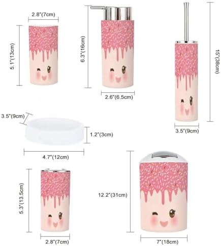 Kawaii Bathroom Accessories Set 6 Pcs Decor