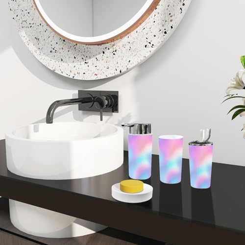 Boho Pastel Iridescent Rainbow Trash Can Set