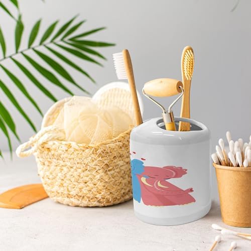 Ambesonne Love Soap Toothbrush Holder Set 2 Pcs Bicolour Ceramic Valentine Design