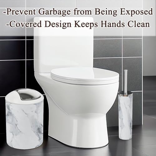 6 Piece Grey Marble Bathroom Accessories Set