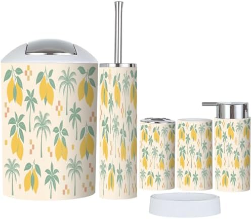 Boho Trash Can Set 6 Piece Bathroom Accessories