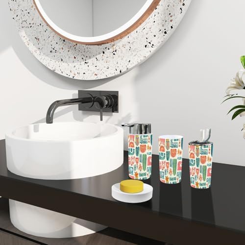 Boho Brown Bathroom Accessory Set 6 Piece