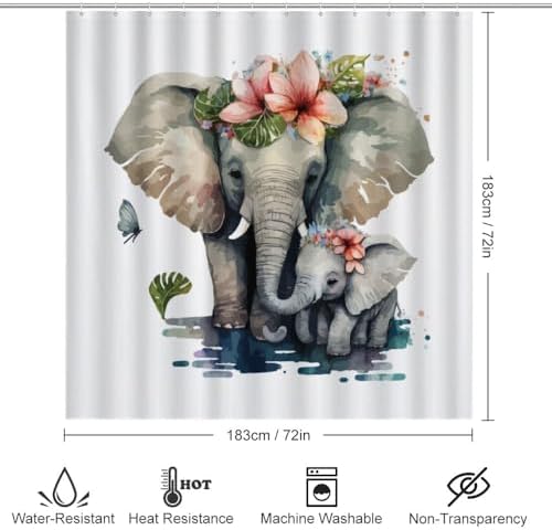 Kuizee 4 Piece Shower Curtain Set with Rugs and 12 Hooks 1