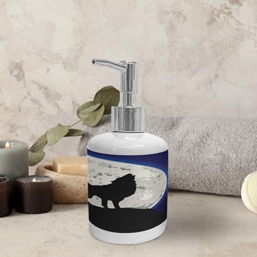 Ambesonne Wolf Soap Dispenser Toothbrush Holder Set