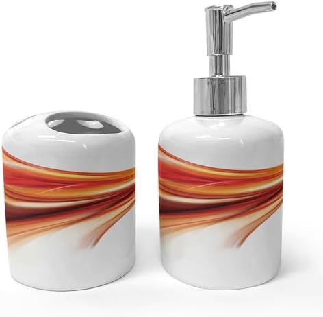 Ambesonne Abstract Soap Toothbrush Holder Set 2 Pcs Orange Red