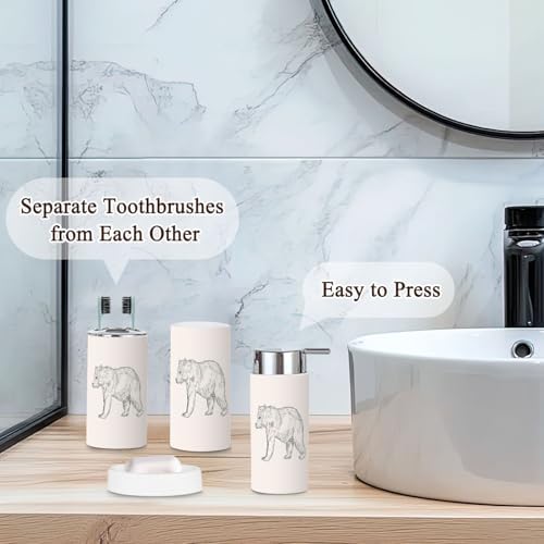 Sketch Bear Bathroom Accessories Set 6 Pcs
