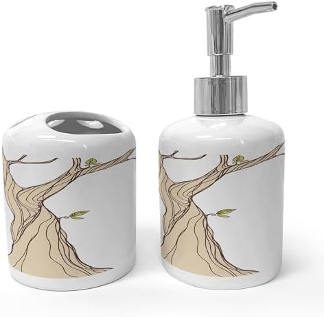 Ambesonne Cartoon Soap Toothbrush Holder Set 2 Pc Ceramic