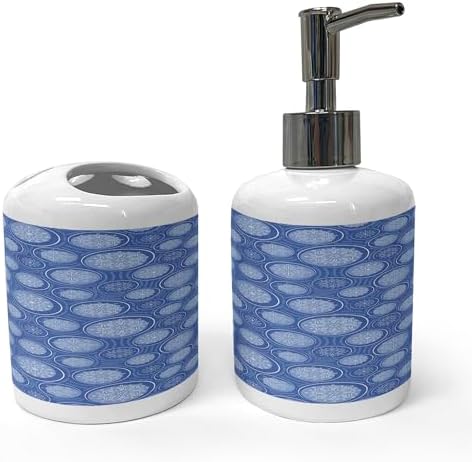 Ambesonne Winter Soap Dispenser Toothbrush Holder Set 2 Pcs