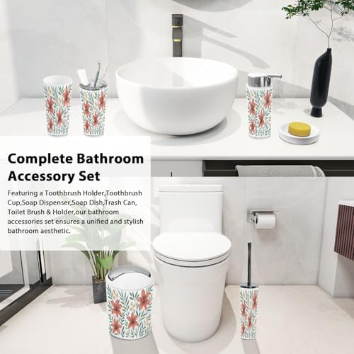 Boho Floral Bathroom Accessory Set 6 Piece 1