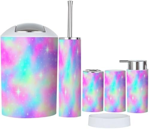 Boho Rainbow Bathroom Accessory Set 6 Piece 1