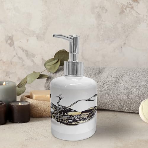 Ambesonne Ceramic Soap Dispenser Toothbrush Holder Set Black Beige