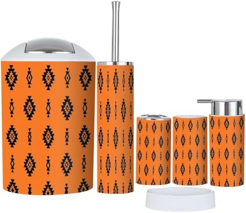Boho Bathroom Accessory Set 6 Piece Tribal Design