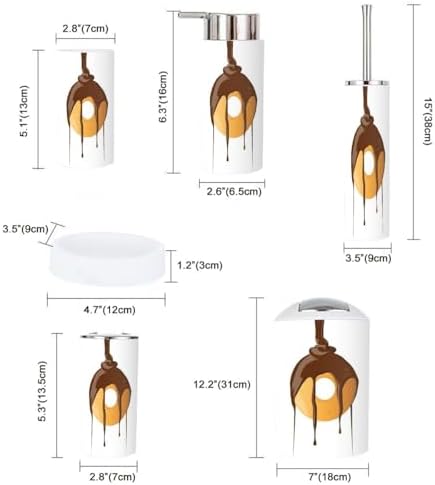 6 Pcs Cartoon Donut Dripping Chocolate Bathroom Accessories Set