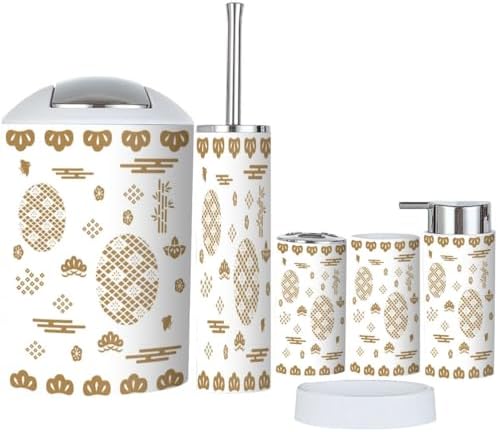 Japanese Gold Geometric Bathroom 6 Pcs Set
