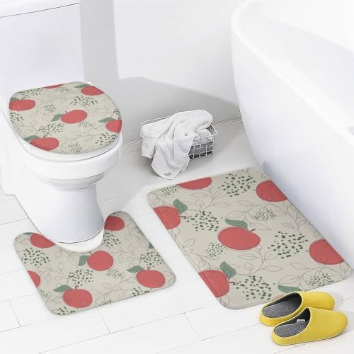 Kuizee 4-Piece Bathroom Set with Non-Slip Mats and Shower Curtain